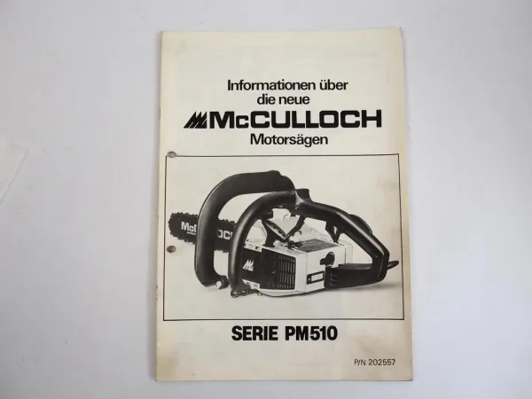McCulloch PM 510 Motorsäge Bedienungsanleitung Ersatzteilliste