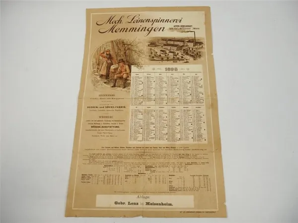 Mech. Leinenspinnerei Weberei AG Memmingen Kalender 1898