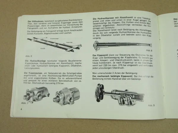 Meiller Dreiseitenkipper Betriebsanleitung Bedienungsanleitung 1976