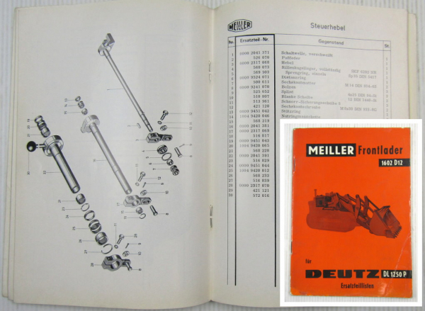 Meiller Frontlader 1602 D12 für Deutz Schlepper DL1250P Ersatzteilliste 10/1968