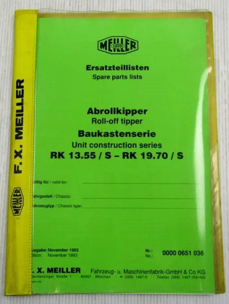 Meiller Kipper RK 13.55 19.70 /S Ersatzteilkatalog Parts LIst Ersatzteilliste 93