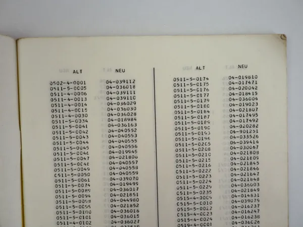 Mengele Ersatzteile Landmaschinen Umschlüsselung Liste 1976