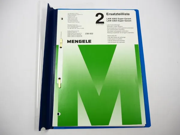 Mengele LAW 430/3 536/3 Super Garant Lade-Automatikwagen Ersatzteilliste 2
