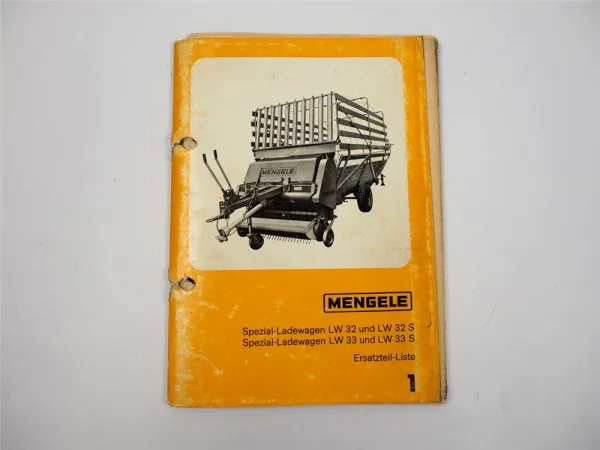 Mengele LW 32 32S 33 33S Ladewagen Ersatzteilliste Ersatzteilkatalog 1970