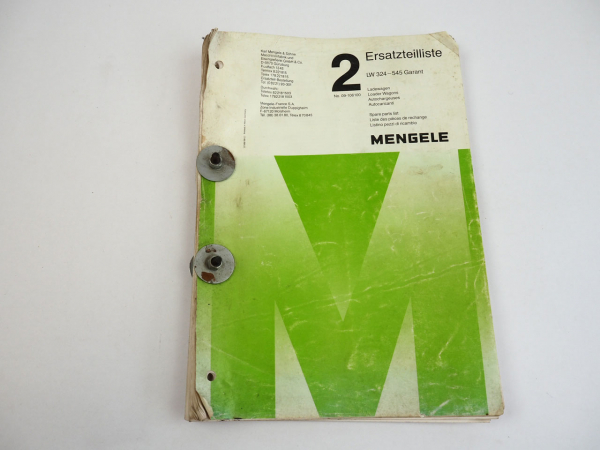 Mengele LW 324 bis 545 Garant Ladewagen Ersatzteilliste Parts List 1988
