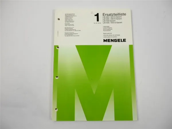 Mengele LW 325 330 430 435 Garant Ladewagen Ersatzteilliste Parts List 1988
