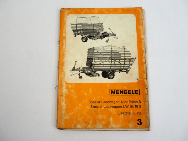 Mengele Nico S LW19 LW19S Ladewagen Ersatzteilliste Ersatzteilkatalog 1974