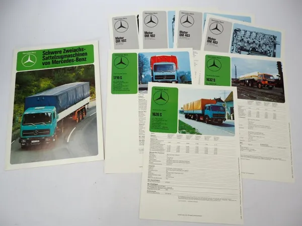 Mercedes Benz 1626 1632 1719 S LKW Zweiachs Sattelzug Prospekt Datenblätter 1977