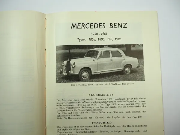 Mercedes Benz 180a 180b 190 190b Reparaturanleitung Wartung P. Olyslager 1963