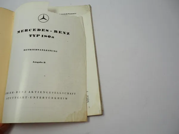 Mercedes Benz 180a Bedienung W120 Ponton Wartung Betriebsanleitung B von 1958