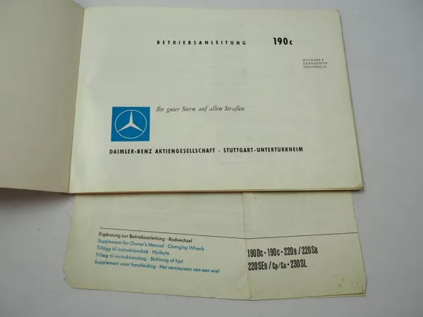 Mercedes Benz 190 c W110 Betriebsanleitung 1963 Wartung Pflege kleine Heckflosse