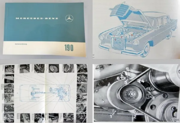 Mercedes Benz 190 c W110 Betriebsanleitung 1964 Wartung Pflege kleine Heckflosse