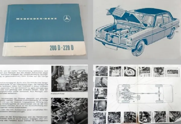 Mercedes Benz 200D/8 220D/8 W115 Betriebsanleitung 1967 Wartung Pflege
