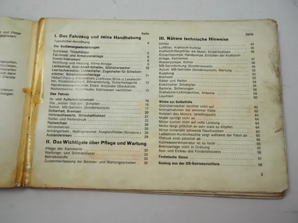 Mercedes Benz 200D W110 Heckflosse Betriebsanleitung Bedienungsanleitung 1967