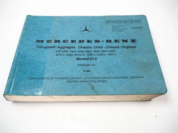 Mercedes Benz 2025 2219 2220 2225-3025 LKW 619 Teile Bildkatalog Ersatzteilliste
