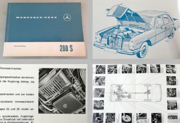 Mercedes Benz 280S/8 W108 Betriebsanleitung 1969 Wartung Schaltplan Elektrik