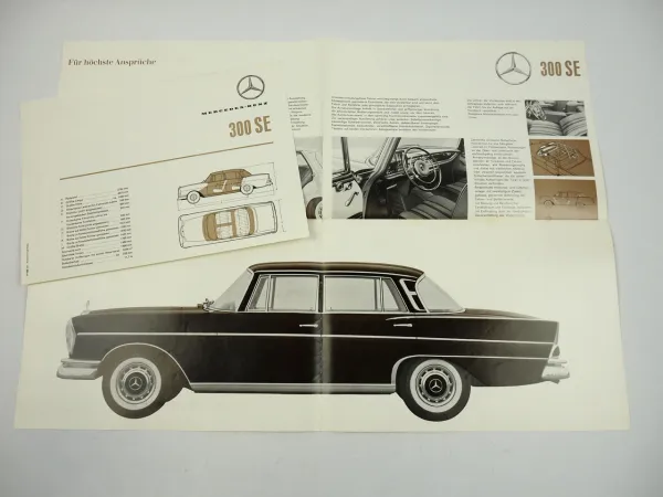 Mercedes Benz 300SE W112 Ponton Prospekt Poster 1961