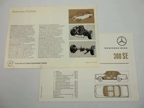 Mercedes Benz 300SE W112 Ponton Prospekt Poster 1961