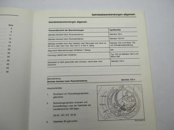 Mercedes Benz 722.3 722.4 722.5 Automatik Getriebe Werkstatthandbuch 1995
