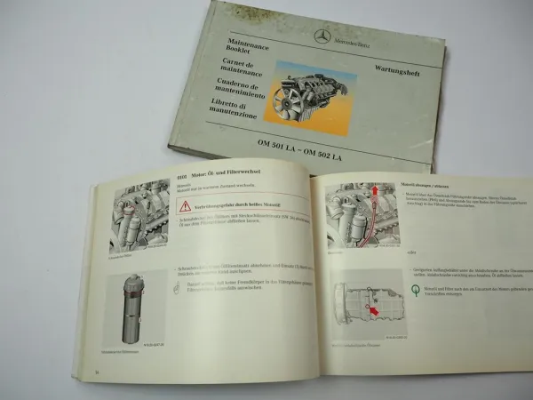 Mercedes Benz Actros OM 501 502 LA LKW Motor Betriebsanleitung 1997 Wartungsheft