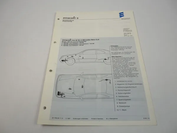 Mercedes Benz CLK Bj. 1997 Eberspächer Hydronic B5WSC Einbau Standheizung