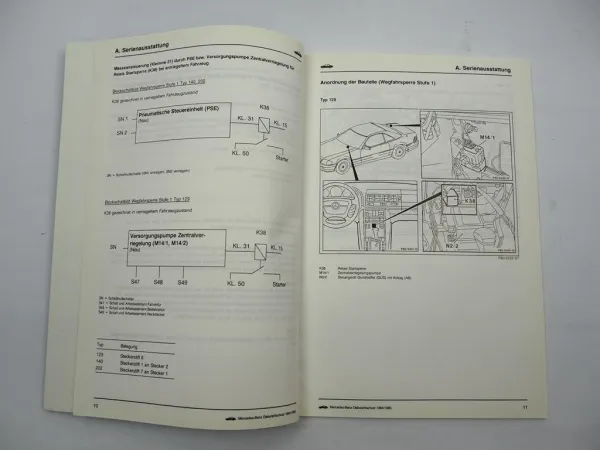 Mercedes-Benz Diebstahlschutz Typen 129 124 140 463 202 Werkstatthandbuch 1994