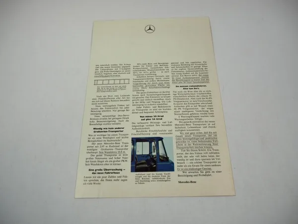 Mercedes Benz L 406 408 Transporter Pritschen- und Kastenwagen Prospekt 60er J.