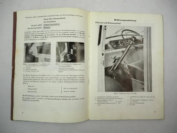 Mercedes Benz L319D O319D Transporter Bus Betriebsanleitung 1957 unvollständig