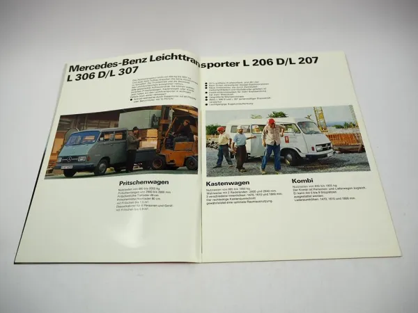 Mercedes Benz Leichttransporter L 206 207 306 D/L 307 Prospekt Tech. Daten 09/74