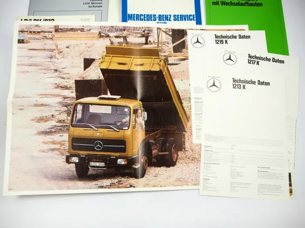 Mercedes Benz LKW Kipper Nutzfahrzeuge 8x Prospekt 1970er Jahre L407 1213K 1217K