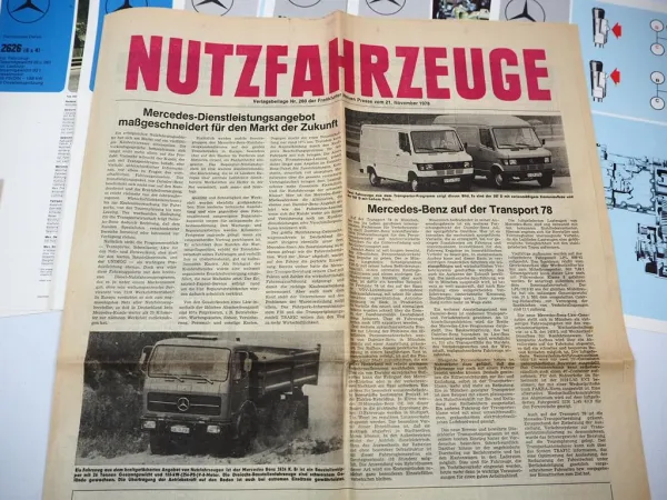 Mercedes Benz LKW Nutzfahrzeuge 8x Prospekt Zeitungsberichte 1950/70er Jahre