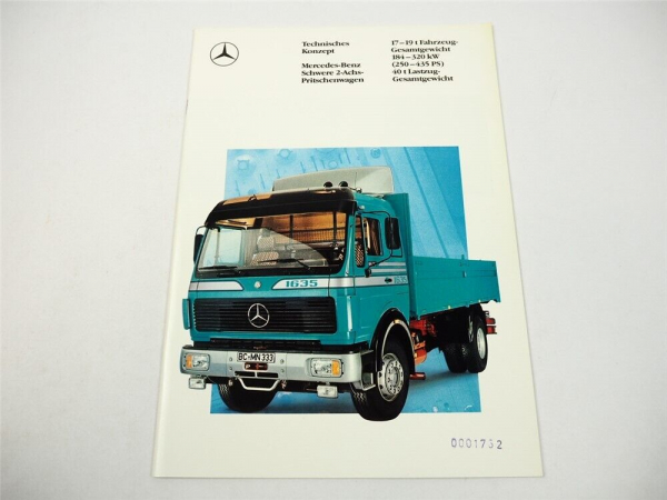 Mercedes Benz LKW Pritschenwagen 17t bis 19t 250PS bis 435PS Prospekt 1988
