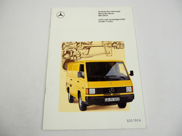 Mercedes Benz MB100D Pritschenwagen Kastenwagen Prospekt 1989
