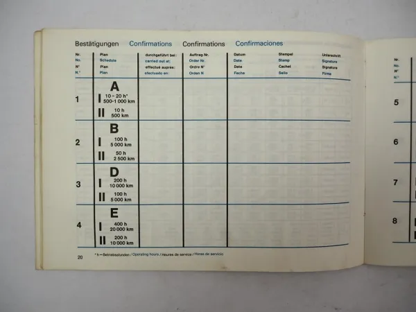 Mercedes Benz OM 314 352 360 346 355 A h Industriemotor Wartungsheft blanko 1979