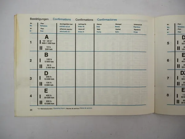 Mercedes Benz OM 314 352 360 346 355 A h Industriemotor Wartungsheft blanko 1981