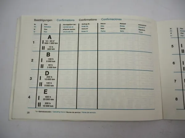 Mercedes Benz OM 314 352 360 346 355 A h Industriemotor Wartungsheft blanko 1982