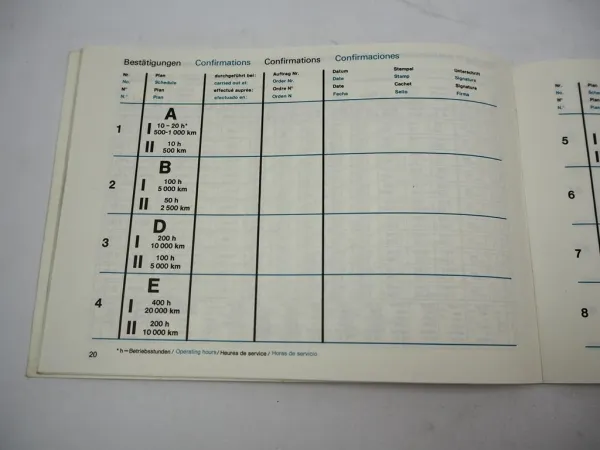 Mercedes Benz OM 314 352 360 346 355 A h Industriemotor Wartungsheft blanko 1982