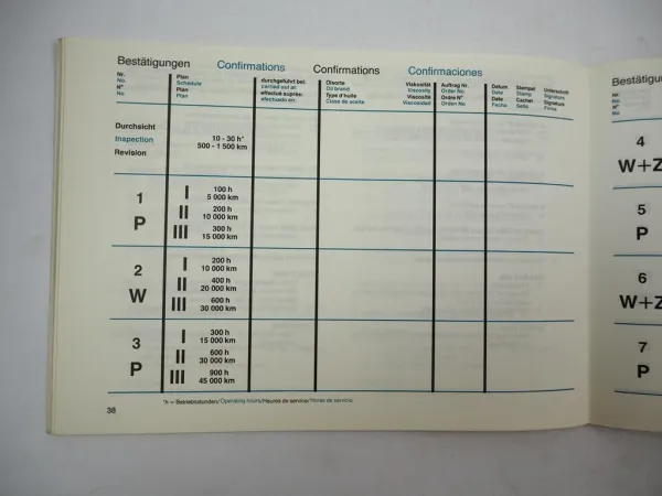 Mercedes Benz OM 314 352 360 346 355 A h Industriemotor Wartungsheft blanko 1983