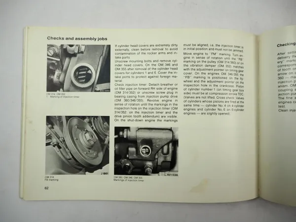 Mercedes Benz OM 314 352 360 346 355 h A Engine Operating Instructions 1983