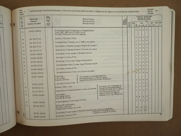 Mercedes Benz OM 346.E Motor Ersatzteilliste Parts List 1969
