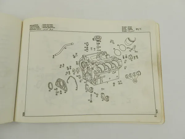 Mercedes Benz OM 401 401 A Motor Teile Bildkatalog Parts Catalog 1980