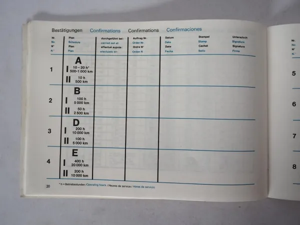 Mercedes Benz OM 401 402 403 404 Industriemotor Wartungsheft blanko 1981