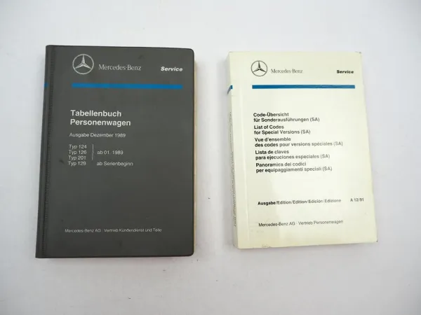 Mercedes Benz PKW 124 126 201 129 Tabellenbuch Einstellwerte 1990