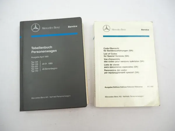 Mercedes Benz PKW 124 126 201 ab BJ 1989 129 140 Tabellenbuch Stand 1991