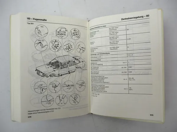 Mercedes Benz PKW 124 126 201 ab BJ 1989 & 129 140 Tabellenbuch Stand 9/1991