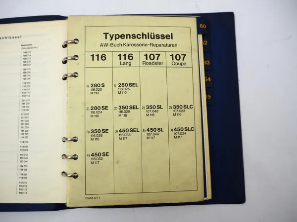 Mercedes Benz PKW Karosserie W 108 109 110 111 112 113 114 115 Arbeitswertbuch