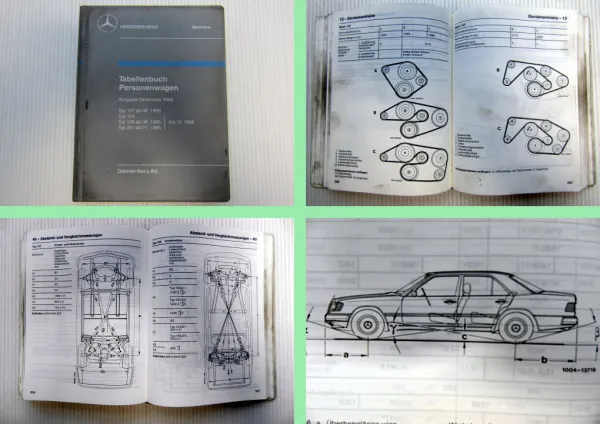 Mercedes Benz R107 W124 W126 W201 Tabellenbuch ab 1985 - 1988 190E - 560SL