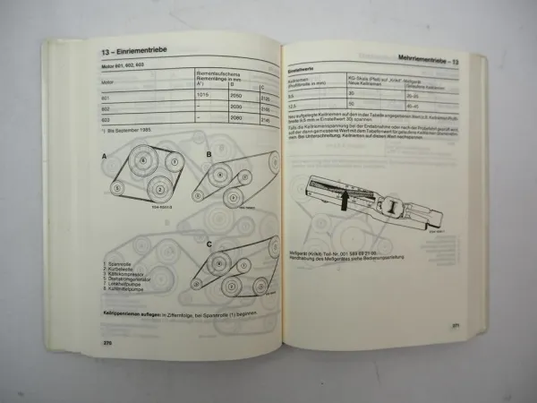 Mercedes Benz R107 W124 W126 W201 Tabellenbuch ab 1985 - 1988 190E - 560SL