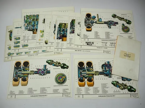 Mercedes Benz Schwere LKW Schnittbilder von Bauteilen Motor OM355 Achse Getriebe