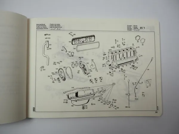 Mercedes Benz Typ OM 352 Motor Bildkatalog Ersatzteilekatalog 1976